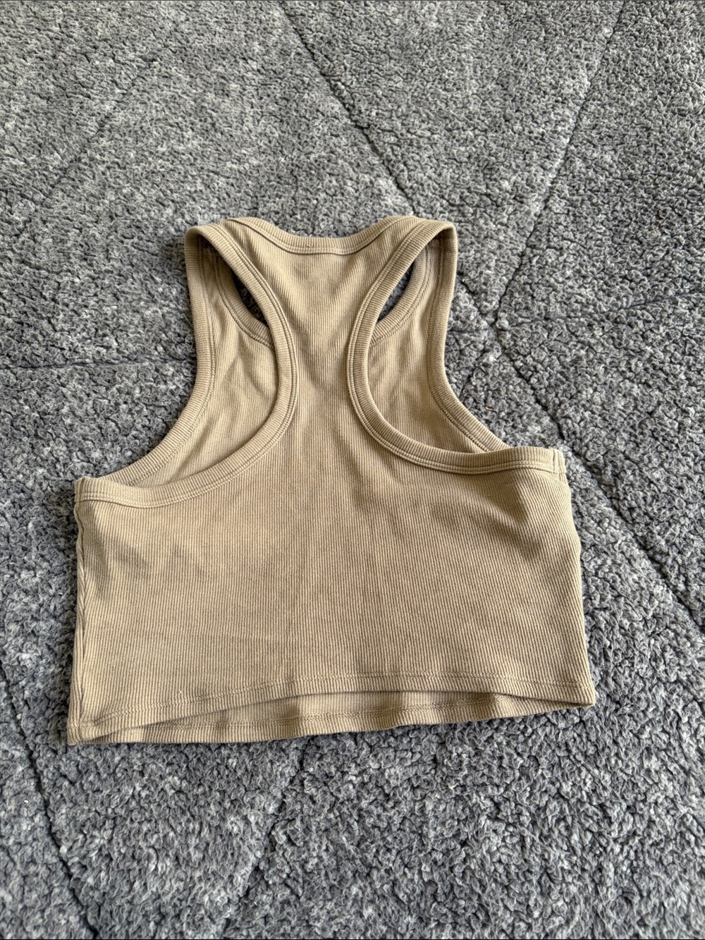 Alo Ribbed Racerback Crop Tank - Tan - Picture 2 of 2